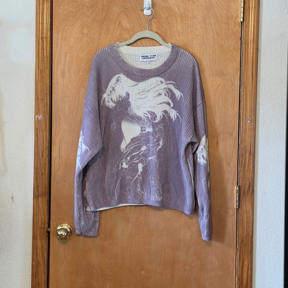 RARE ANGELType Organics Nana Osaki Intarsia Manga Ribbed Cotton Sweater Womens L